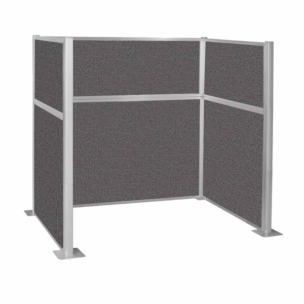 Pre-Configured Hush Panel Cubicle (U Shape) 6' x 4' Charcoal Gray Fabric